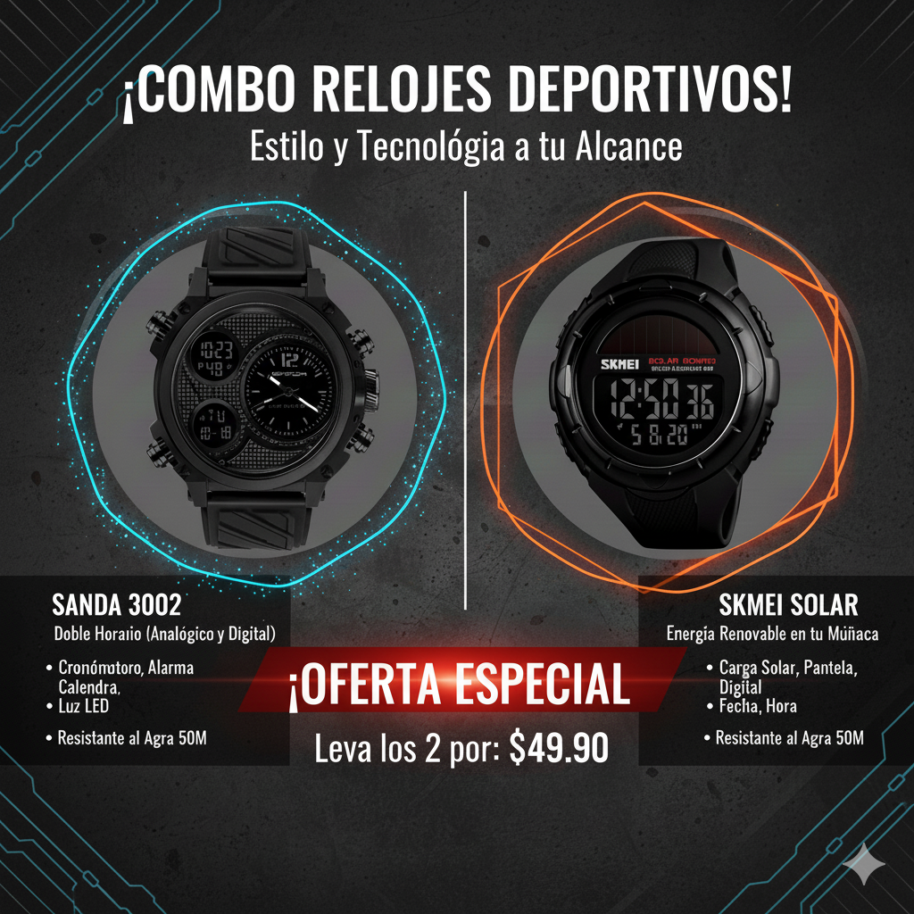 COMBO SKMEI SOLAR Y SANDA 3002