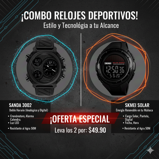 COMBO SKMEI SOLAR Y SANDA 3002